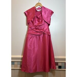 Jessica McClintock Bridal Pink Satin Strapless Dress w/ Bolero Size 6 Y2K Prom